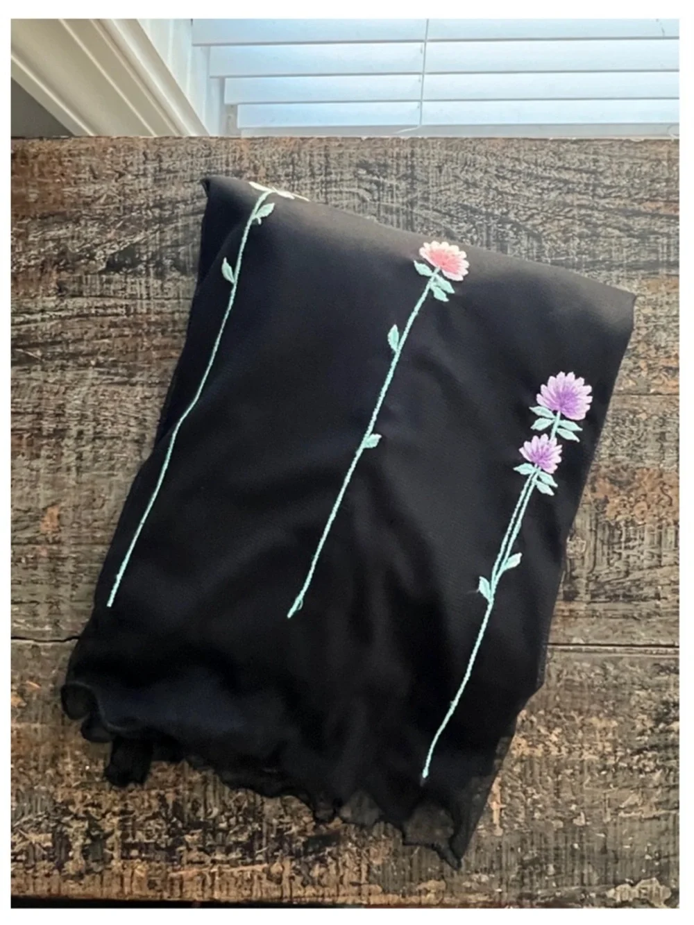 🟠NASH Vintage Skirt w/Tulle Overlay and Embroidered Flowers Black LARGE